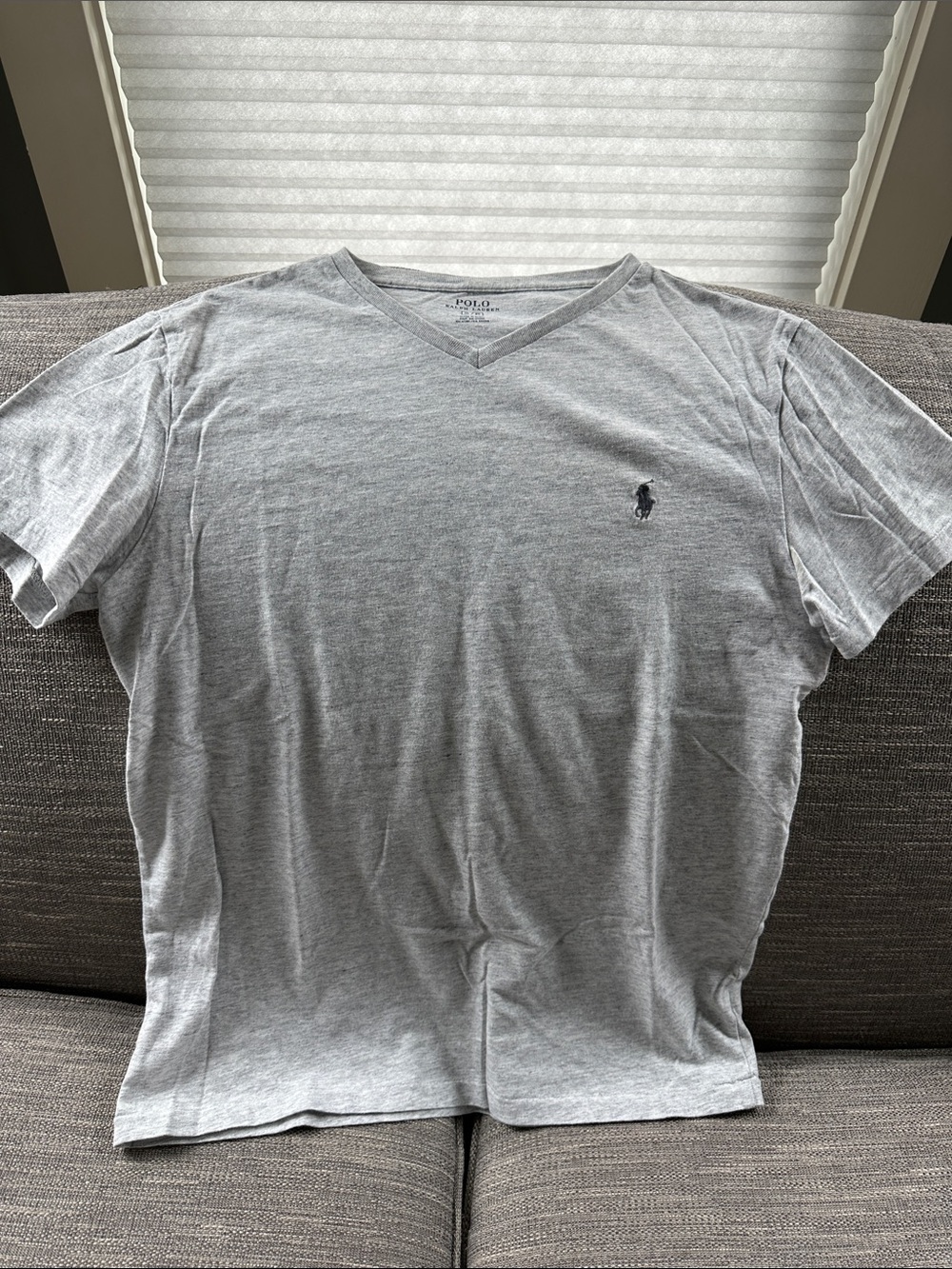 Polo by Ralph Lauren Men's V-Neck T-Shirt in Heather Gray